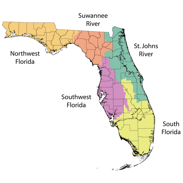 Waste Management Districts Map Florida Department Of Environmental   In House Graphics Water Management Districts Map 